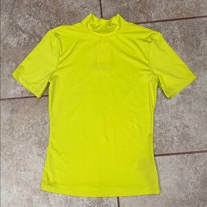 H&M Neon Yellow Green Short Sleeve Mock Neck Top